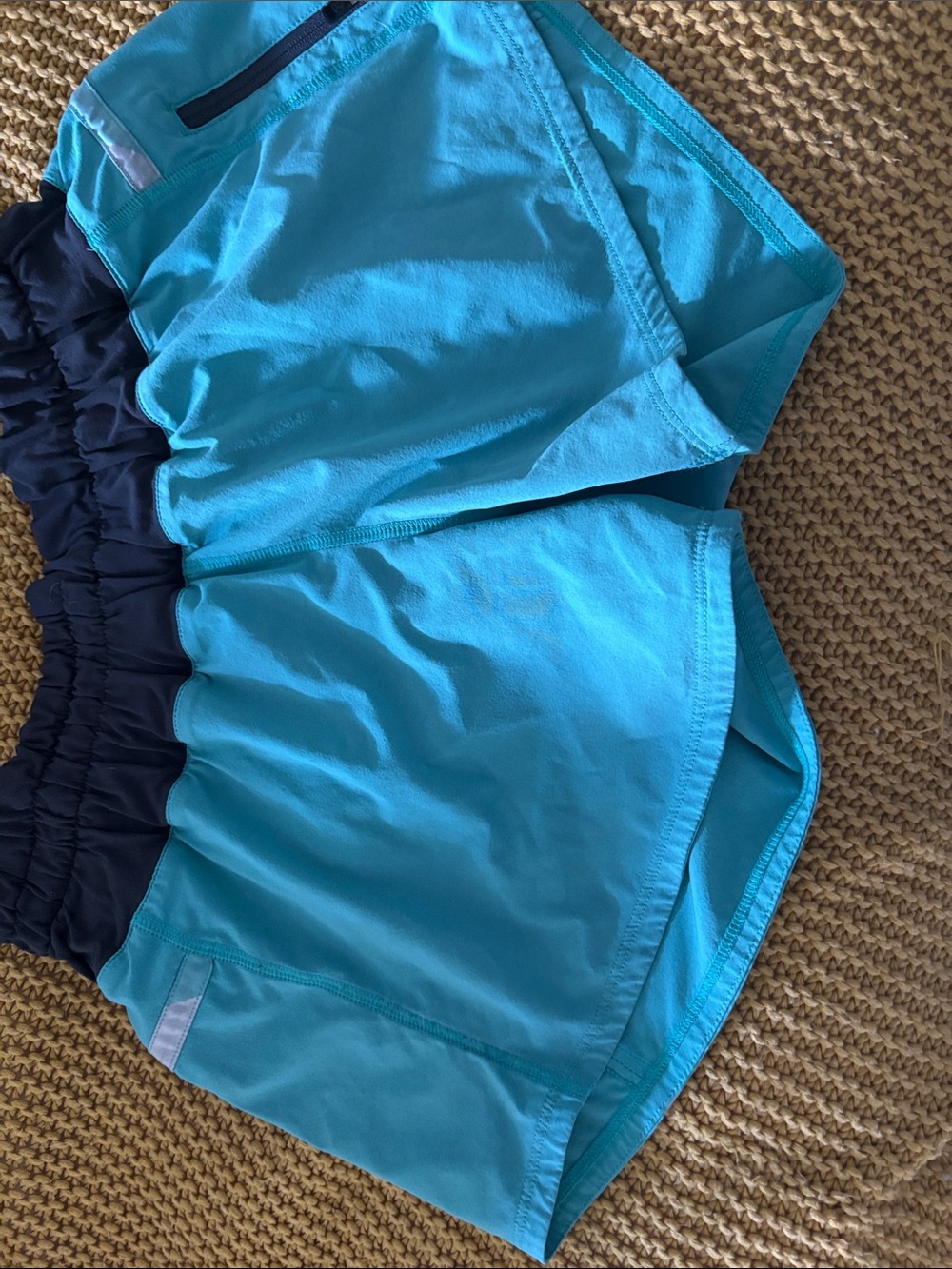 Lululemon size 6 Light Blue Athletic Running Shorts with Navy Waistband